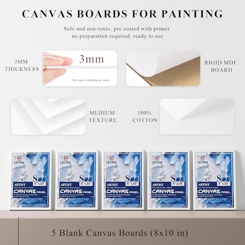LEYEDZ 41PCS Acrylic Paint Set,Art Kit for Kids Adults Beginners | 24 Acrylic Paints,8 Brushes,5 Canvas Panels,Palette,Cup & Towel,Foldable Adjustable Table Easel for Home School Travel