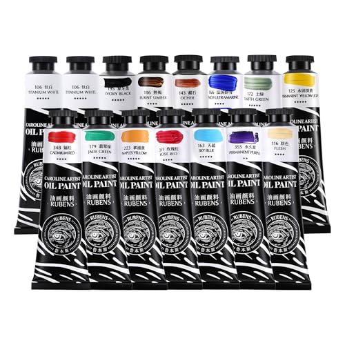 rubens Oil Paints Set 15 Pcs, Oil Paints 2 OZ Large Tubes for Canvas, Professional Oil Colors with Thicker Creamy Texture, High Saturation, Art Supplies for Adult Artists, Beginners - color: 15 Colors-B