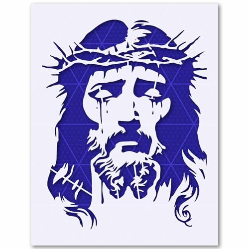 Lazy Stencils Jesus Face Stencil Reusable 10 Mil Mylar Template Crown of Thorns Christian Religious Wall Art DIY (Stencil Sheet - 10x8 inches) - size: Stencil sheet - 10x8 inches
