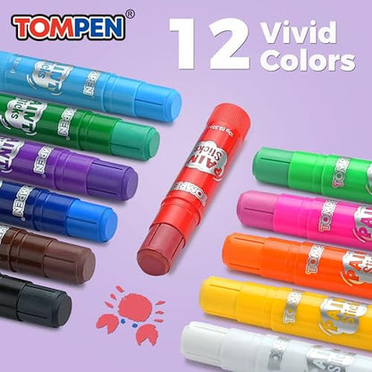 Tempera Paint Sticks for Kids & Artists,72 Pack 12 Vibrant Color,Non-Toxic,Quick Drying,Classic Rainbow Colors,Washable Solid Paint Crayons,Ideal for School Classroom Art Projects & DIY Crafts