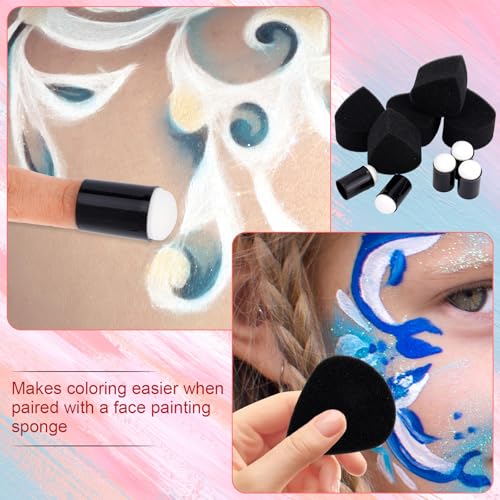 22pcs Face Painting Brushes and Sponges Set, Professional Face Paint Tools Multiuse Paintbrush Sets for Acrylic Oil Watercolor Tempera Painting Festivals Parties Body Art & DIY Crafts