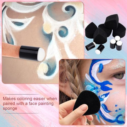 22pcs Face Painting Brushes and Sponges Set, Professional Face Paint Tools Multiuse Paintbrush Sets for Acrylic Oil Watercolor Tempera Painting Festivals Parties Body Art & DIY Crafts