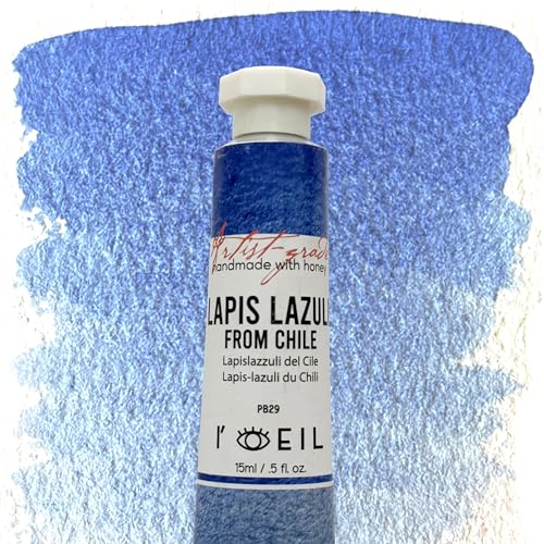 L'oeil (Genuine Minerals) Professional Artist Grade Extra Fine Handmade Watercolor 15ml Paint Tube, 0.5 Fl Oz, Natural Granulation, Rich Colour Luminosity, Lightfast Non-fading, Archival Quality (Lapis Lazuli from Chile) - color: Lapis Lazuli from Chile