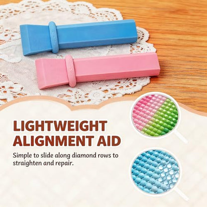 3Pcs Diamond Art Straightening Tool Set,with 1 Gradient Color Diamond Art Roller, Ideal for Craft Enthusiasts and Beginners(Blue and Pink)
