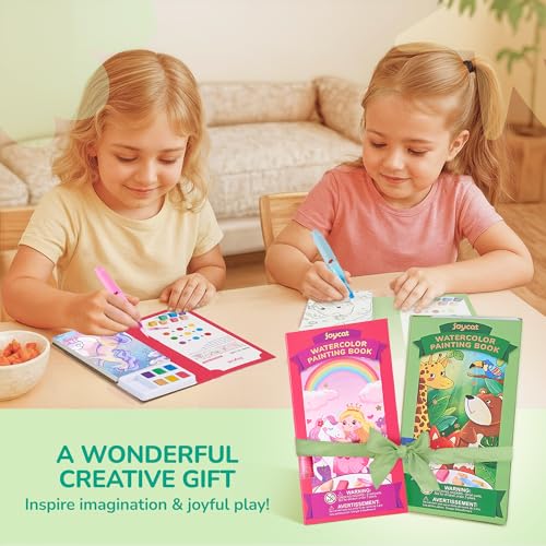 JoyCat 2 Pack Pocket Paint with Water Coloring Books for Kids, Art & Craft Activity Toy Set, Creative Travel & Home Painting Kit, Gifts for Girls & Boys Ages 3-8 (Magical Pony & Animals) - style: 2 Pack - Magical Pony & Animals