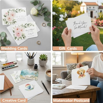 100 Sets Watercolor Paper, 4x6 Inch Watercolor Cards with Envelopes, 140lb/300gsm Water Color Paper, Art Supplies for Adults Kids, Cold Press Textured Cotton Sheets, Artist Painting Drawing Postcards