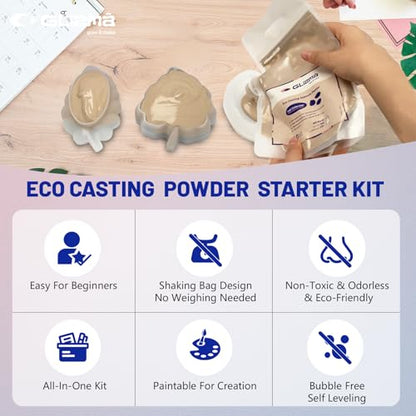 Glizma Complete Gypsum Casting Powder Kit 2 Sets 6 Leaf Trays, Home Decor DIY Beginners Crafts Kits Adults Women, Water Activated, Fast Curing, Date Night Painting Kit(Acrylic Paint Inclueded) - size: Leaf