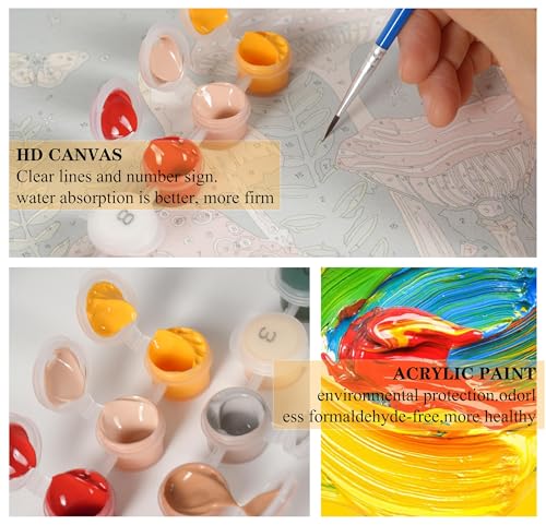Mowana Paint by Numbers Kit for Adults Framed Canvas - with Wooden Easel, Adults' Paint-by-Number Kits Bird DIY Acrylic Oil Painting Kits Arts Crafts 7.8x11.8inch - color: Bird