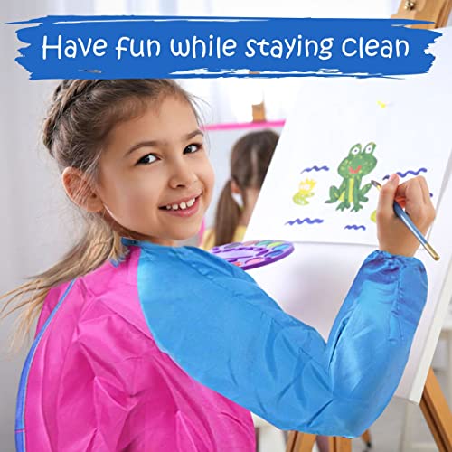 The Mega Deals Kids Painting Set - Washable Non-Toxic Finger Paints (10 Colors of 2 oz) with 10 Paint Cups, 10 Brushes, Kids Smock Mess-Free Toddler Art Supplies Painting Kit for Kids Gift Bundle