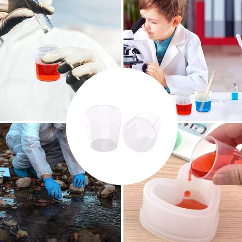 30 Pack 2 Ounce Plastic Graduated Cups | 60 ml Transparent Scale Cups with 30 Pcs Wooden Stirring Sticks for Mixing Paint, Epoxy, Resin - size: 2 OZ (Pack of 30)