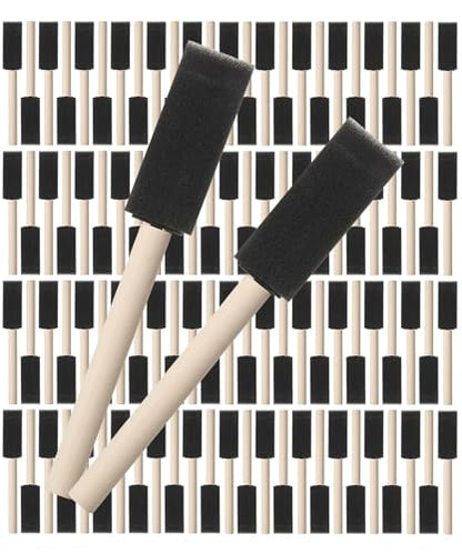 Bates- Foam Paint Brushes, 1-Inch, 100 Pack, Black Foam Brushes for Painting with Lightweight Wooden Handles - color: Black, size: 1 inch, 100 Pack