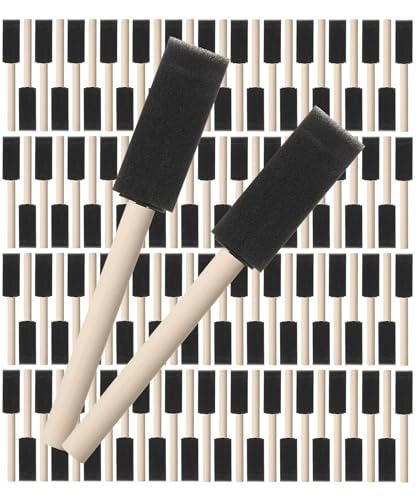 Bates- Foam Paint Brushes, 1-Inch, 100 Pack, Black Foam Brushes for Painting with Lightweight Wooden Handles - color: Black, size: 1 inch, 100 Pack