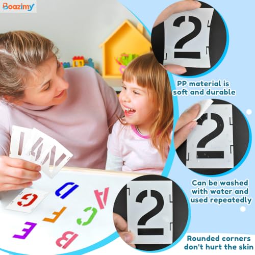 2.5 Inch 42 Pcs Reusable Letter Number Symbol Stencils, Plastic Painting Templates for Wood Wall Fabric Rock Chalkboard Signage School Door Porch DIY Art Craft Decoration Projects - size: 2.5 inch（White）