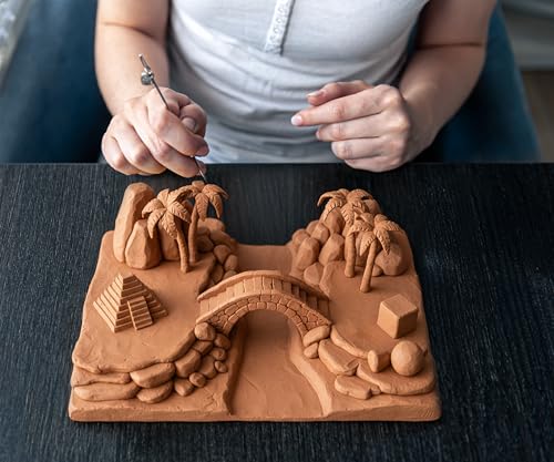 Jovi - Non-Hardening Pre-Sculpt Clay, 4 Brown Bars, 0.77 lb Each | Professional Arts and Crafts Non-Toxic and Gluten Free plasticine - color: Peach