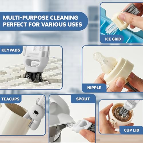 Cup Lid Cleaning Brush, 3 in 1 Lid Cleaner for Tumblers and Water Bottles, Gap Cleaning Brush with Straw Hole Detail Tool, Multifunctional Brush for Daily Use (Blue Green) - color: Blue Green