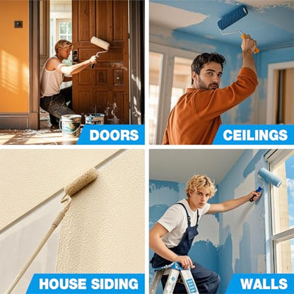 Great Andrew 5-Pack Paint Roller Covers 9 Inch, 1/2" Nap Microfiber Paint Roller Kit for Painting Projects on Smooth Textured Rough Surfaces, Walls, Ceilings, Houses, etc - size: 5pcs, 9", Microfiber