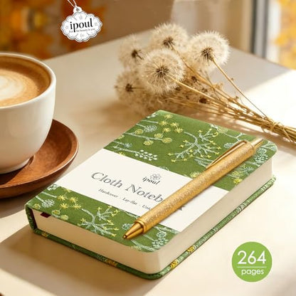 Pocket Notebook, A6 Journal, Small Embroidered Journal, Cute Fabric Notebook, Lay Flat Hardcover Journal, 4x6 Lined Notebook & Sketchbook, Personal Writing Journal for Women, Green Dandelion - color: A6-Dandelion Green
