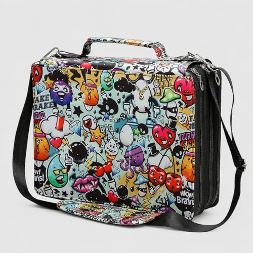 168-Slot Marker Organizer Bag, 3-Layer Case with Strap | 168-slot 3-layer marker bag in twill Oxford fabric with handle, detachable strap, smooth zipper for studio and outdoor use. - color: Sea, size: 168