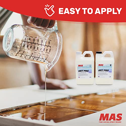 MAS Epoxies Art Pro Epoxy Clear Kit 1-Gallon (0.5-Gal Resin and 0.5-Gal Hardener) Low Viscosity and Enhanced UV Resistance, Ideal for Jewelry Making, Flower Preservation, and Other Resin Crafts - size: 1 Gallon