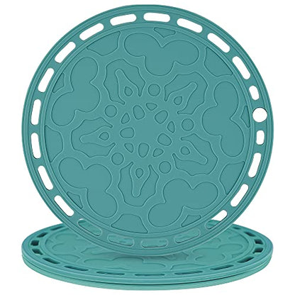 Teal Trivets Mats for Hot Pots and Pans, Big Round Silicone Pot Holder Hot Pads for Hot Dishes, Mats for Countertops, Tables, Spoon Rest Small Place Mats Set of 3 - color: D: Teal