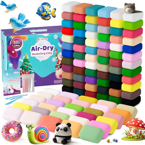 ARTPAR Air Drying Clay Kids 102 Colors, Modeling Magic Clay Kit with Sculpting Tools,Soft and Non-Sticky,Classroom Activities & Art and Crafts Creative Play Gifts for Boys & Girls Age 3-12 - color: 102 Colors