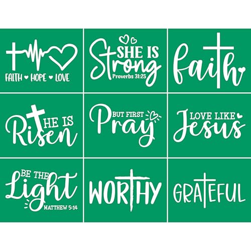 JAJADO Faith Self Adhesive Silk Screen Stencils Bible Religious Motivational Saying Inspirational Stencil Reusable Christian Stencils for Painting on Wood/Mug/Clothing/Office/School/Home Decor - color: Faith 1pc 8.5x11inch