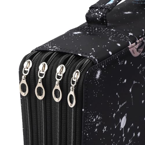 300 Slots Pencil Case - Large Capacity Pencil Holder with Zipper Closure, Twill Fabric, Galaxy Black - color: Galaxy Black, size: 300