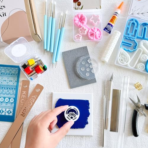 Keoker 123 PCS Clay Earring Making Kit, Polymer Clay Jewelry Making Kit for Teens and Adults, Fashion Designer Kits, Polymer Clay Earrings Kit Crafts, Great Gifts - color: PLUS