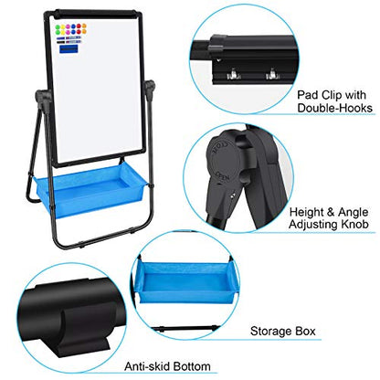 Dry Erase Board with Stand - Double Sided 28"x20" Portable Writing Whiteboards, Height Adjustable & 360° Rotating U Stand Magnetic Whiteboard for Home, School, Restaurant & Presentation - size: 20"W x 28"H