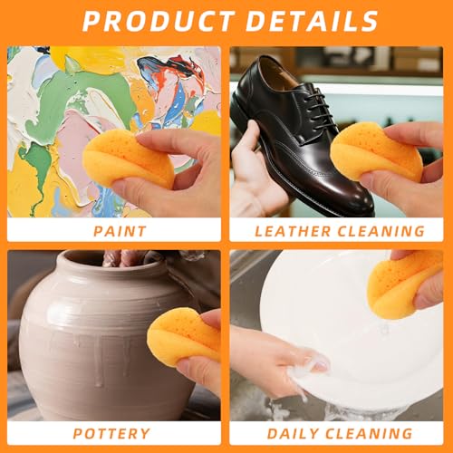 20 PCS Round Pottery Sponges for Clay & Painting- 2.8 Inch Durable Synthetic Sponges, Elasticity Ceramic Clay Sponge, Round Cleaning Water Absorption Soap Sponge for Crafts Household Use and More