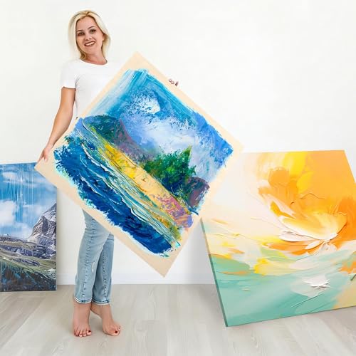 Aodaer 4 Pack Wood Panels 36 x 36 Inch Wooden Panels Canvas Unfinished Craft Wood Boards Panel for Art Crafts Acrylic and Oil Painting Pouring DIY Projects - size: 36 x 36 Inch
