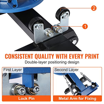 VEVOR Screen Printing Machine, 4 Color 1 Station 360° Rotable Silk Screen Printing Press, 21.2x17.7in / 54x45cm Screen Printer Press, Double-Layer Positioning Pallet for T-Shirt DIY Printing
