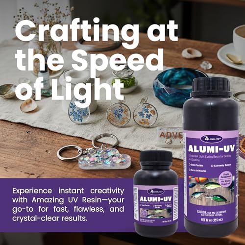 Alumilite Alumi-UV 4 Oz, Fast Curing, High Gloss, Clear UV Resin, Ideal for Crafts, Jewelry, Glossy Look Resin Forr Doming and Coating, Perfect for Fishing Lures, and Coasters - size: 4 Oz