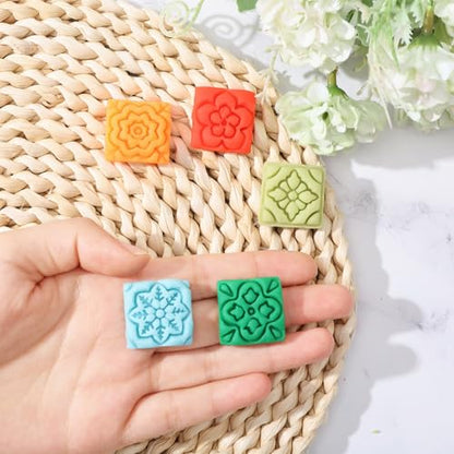 ORIGACH 12 Style Flower Tile Clay Cutters - Bohemian Polymer Clay Cutters Set for Earring Making - style: Flower Tile