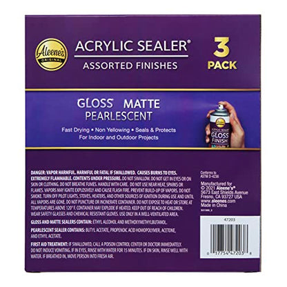 Aleene's Acrylic Spray Sealer Finish Varitey Pack 4 oz. 3 Pack - Gloss, Matte, Pearlescent