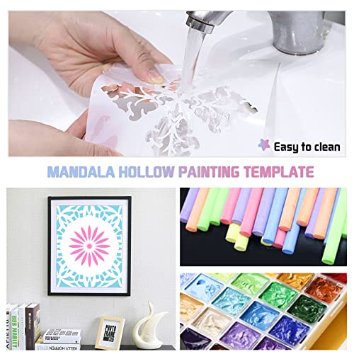 16 Pcs Mandala Stencils for Painting, 6x6 Inch Reusable Abstract Layering Stencils for Crafts Painting on Wood Floor Window Art Scrapbook Drawing Decoration - style: Mandala Stencils-2