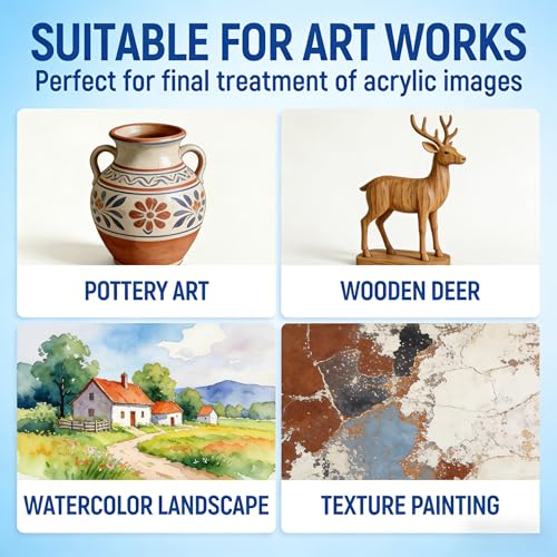 Gloss Varnish for Acrylic Painting , Non-Yellowing, Non-Toxic, Anti-Crazing, Clear Acrylic Varnish for Pro Artist, Hobby Painter on Canvas Artwork, Acrylics Paint, Wood, Clear Coat High Gloss Finish