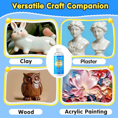 3.4FL OZ Air Dry Clay Glaze, High Gloss Varnish, Protective Sealant to Prevent Cracking & Scratching While Providing a Gloss Glaze Effect - for Ceramics, Wood, Acrylic Painting and Crafts (Gloss)