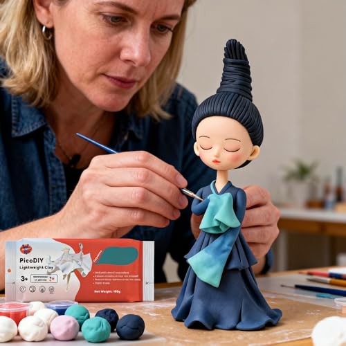 Lightweight Clay - Air Dry Clay, Ultra Light & Soft, Safe & Non-Toxic, Moldable & Flexible, DIY Modeling Clay for Anime Figures, Sculpting, Molding, Creative Art Crafts - color: Green