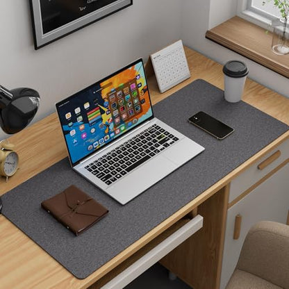 K KNODEL Felt Desk Mat, Large Desk Pad Protector, Office Computer Desk Mat for Keyboard, Non-Slip Mouse Pad (Dark Gray, 35.4"x15.7") - size: 35.4" x 15.7"