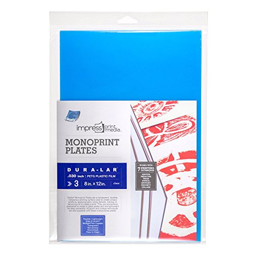 Grafix Impress Print Media Monoprint Plate – 8" x 12”, Pack of 3 – Transparent, Lightweight, Non-Porous .030” Dura-Lar Monoprinting Surface, Economical Alternative to Metal or Glass Plates - size: 8" x 12", style: Clear, Pack of 3