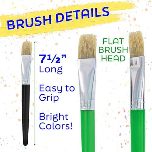 U.S. Art Supply 10-Piece Fat Hog Bristle Brush Set - Large Chubby Paint Brushes, Classroom Paint Brushes for Crafts, Tempera & Acrylic Painting, Ideal for Beginners & Students