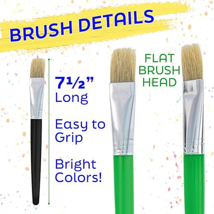 U.S. Art Supply 10-Piece Fat Hog Bristle Brush Set - Large Chubby Paint Brushes, Classroom Paint Brushes for Crafts, Tempera & Acrylic Painting, Ideal for Beginners & Students