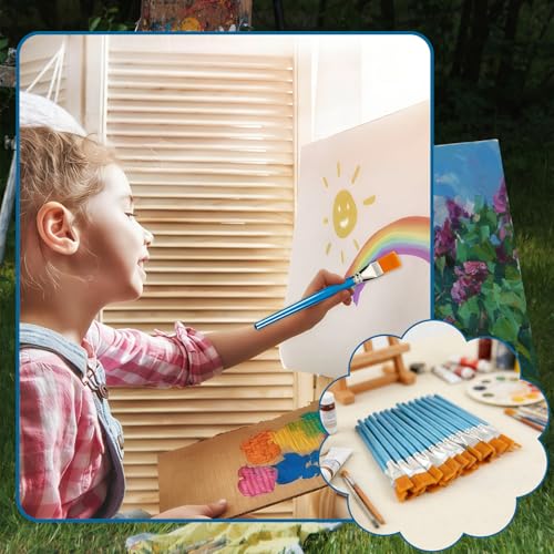 40 Pcs 1 Inch Flat Paint Brushes for Acrylic Painting Large Paintbrushes Bulk Big Paint Brush for Acrylic Oil Watercolor Crafts Face Body Art Fabric Painting