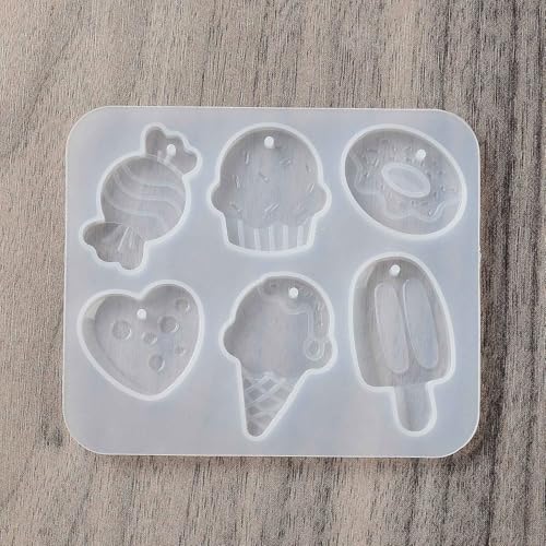 1PC Ice Cream/Cake Shape Pendant Silicone Molds Summer Style Resin Epoxy Casting Molds for Earring Necklace Keychain Charms Pendants Jewelry Making DIY Gem Cabochon Craft Supplies White 88x76x6mm, - color: White-23