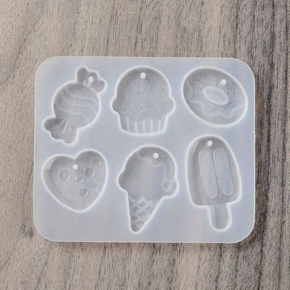 1PC Ice Cream/Cake Shape Pendant Silicone Molds Summer Style Resin Epoxy Casting Molds for Earring Necklace Keychain Charms Pendants Jewelry Making DIY Gem Cabochon Craft Supplies White 88x76x6mm, - color: White-23