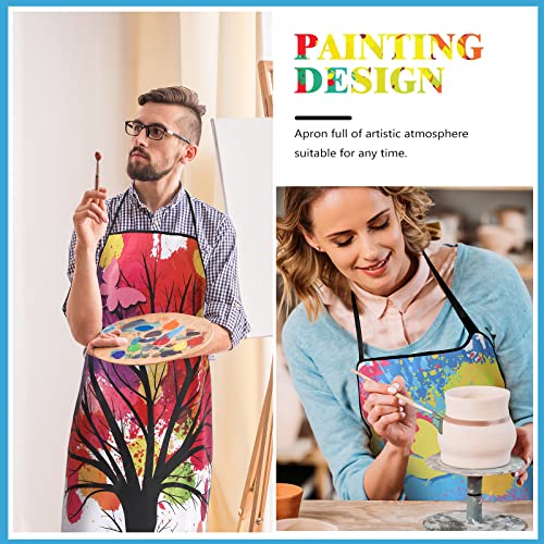 Eurzom 3 Pcs Painting Apron for Adults Artist Art Aprons Splatter Smock Colorful Waterproof Painting Smock Adjustable Apron for Teacher Student Chef Cooking Baking Gardening