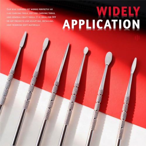 YETOOME 6 Pcs Wax Carving Tools Set with Case, Double-Ended Stainless Steel Clay Sculpting Pottery Sculpture Tools for Wax Pottery Carving Clay Modeling