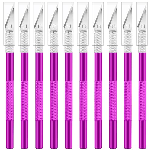 Jetmore 10 Pack Exacto Knife Set – Precision Craft Knife, Hobby Knife, Art Knife with Sharp Blades for Paper Cutting, Carving, Scrapbooking, and DIY (Purple) - color: Purple, size: 10 Pack