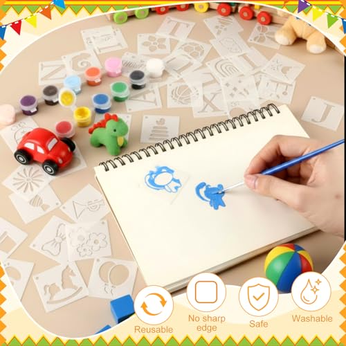 Fainne 100 Pcs Small Stencils for Crafts, 1.5 Inch Reusable Painting Stencils Painting Crafts Templates for Wood, Wall, Home Decor, Canvas, Fabric(Letter, Baby Shower) - style: Letter, Baby Shower